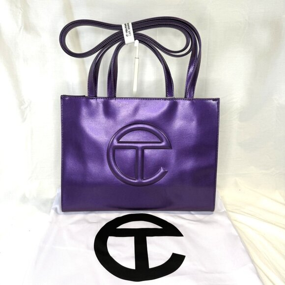 Telfar, Açai (Metallic Purple) Medium Shopping Bag, NWT (SOLD OUT COLOR) - Picture 2 of 10
